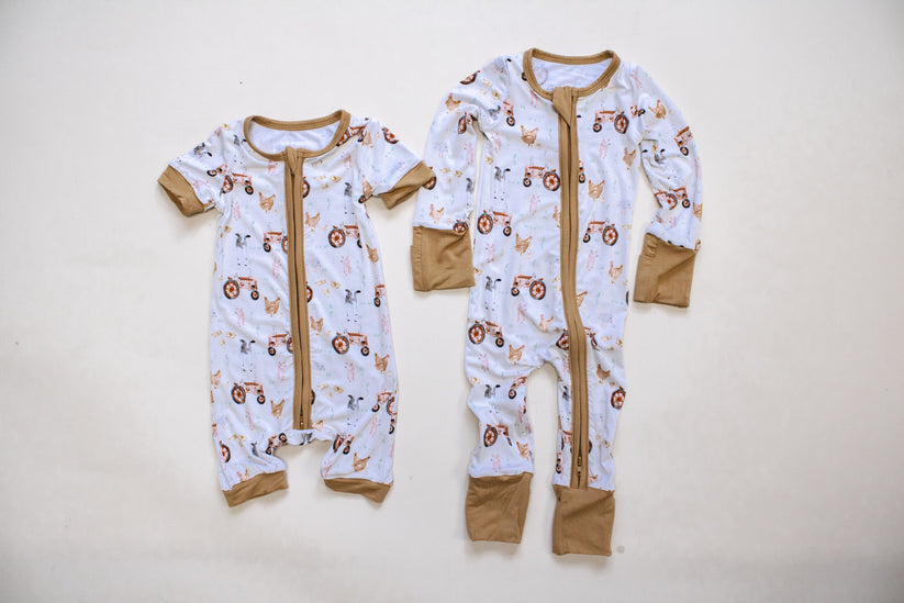 Bamboo Styles - Short Sleeve Zippy Romper Clothing CVA Products Spring Farm Short Sleeve Zippy Romper 0-3M