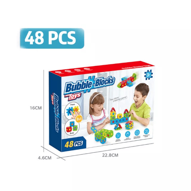 2 In1 Blocks Puzzle Toy + Fidget Bubbles - CVA Products