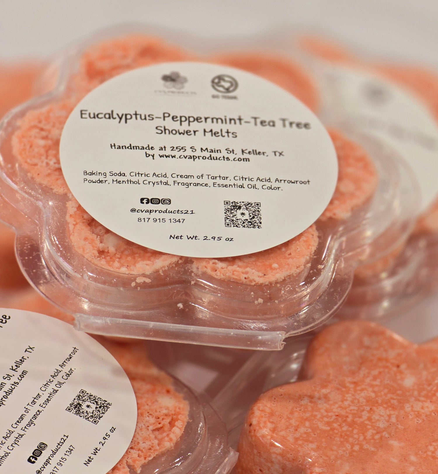 Aromatherapy Shower Steamers Bath & Body CVA Products Eucalyptus Peppermint Tea Tree - Clamshell (3 oz)