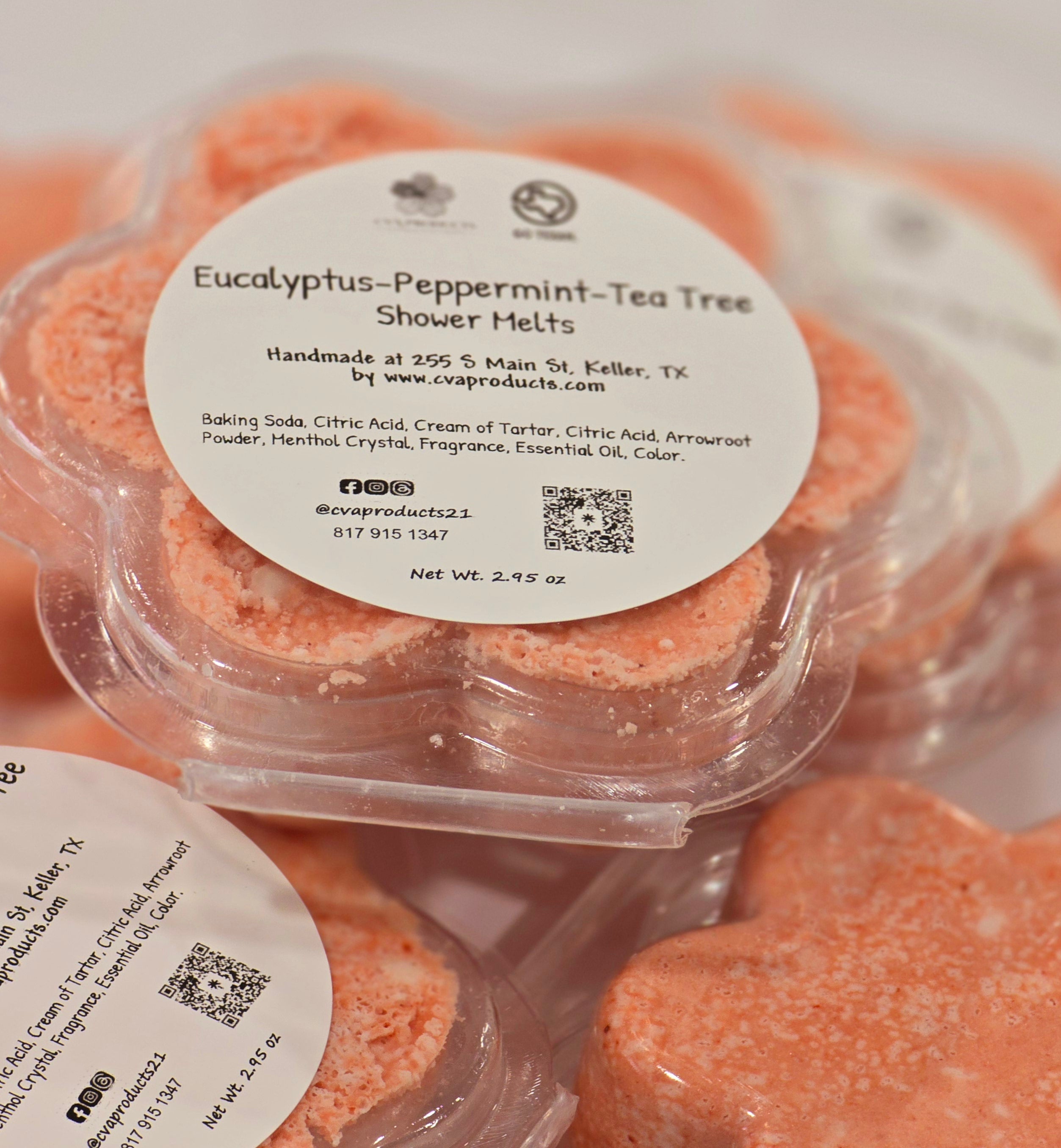 Aromatherapy Shower Steamers Bath & Body CVA Products Eucalyptus Peppermint Tea Tree - Clamshell (3 oz)