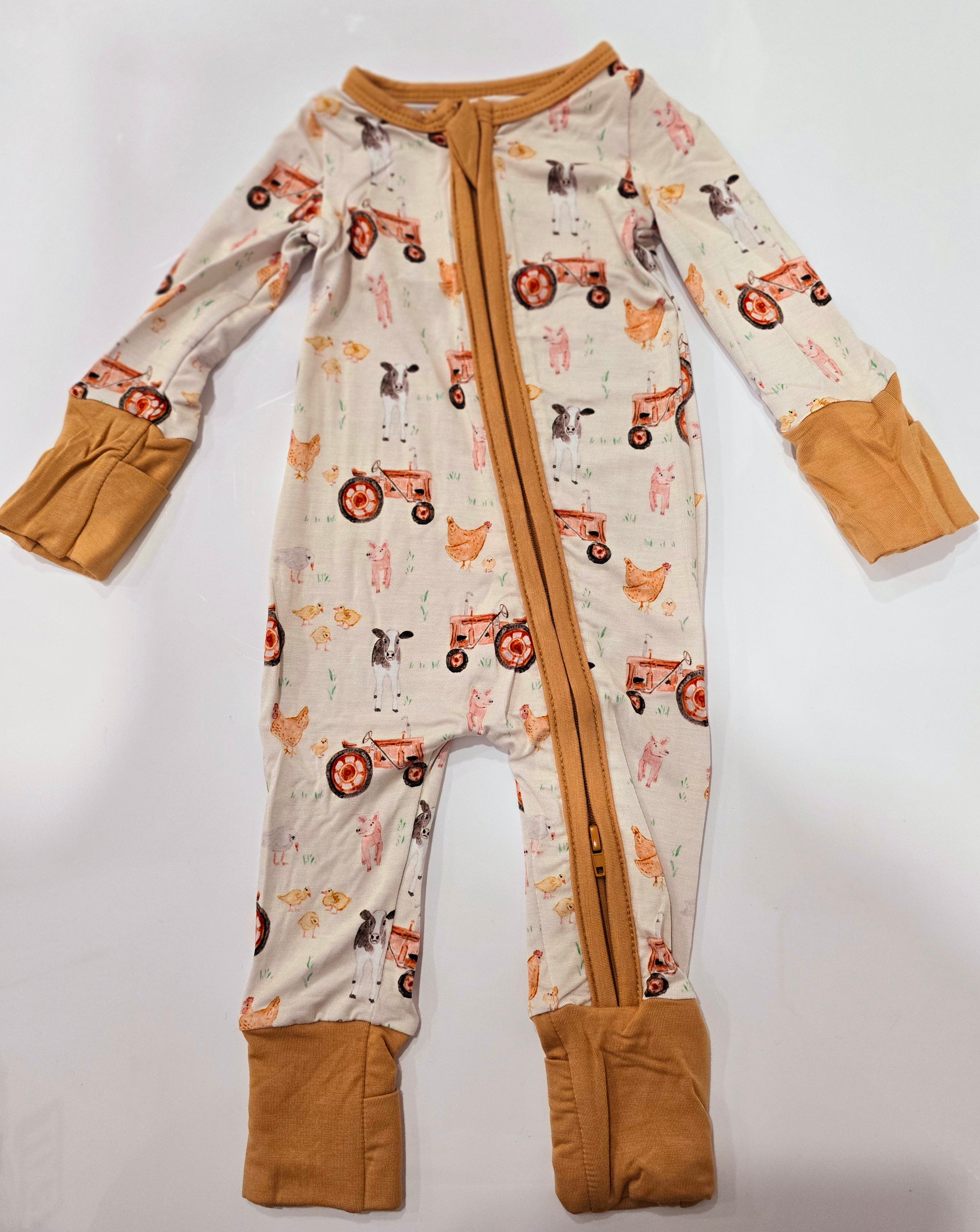 Bamboo Styles - Long Sleeve Zippy Romper Clothing CVA Products Country Mornings Long Sleeve Zippy 0-3M
