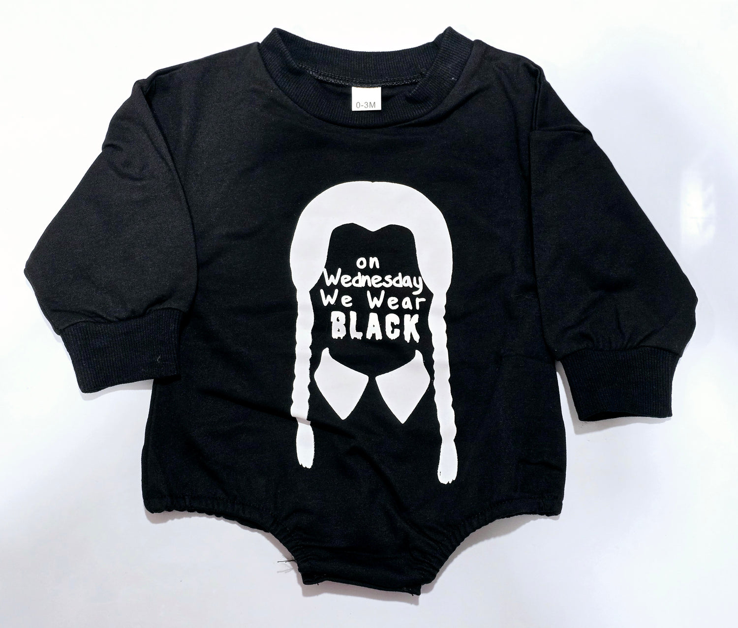 Girl - Halloween Romper Clothing CVA Products Wednesday We Wear Black 12-18M