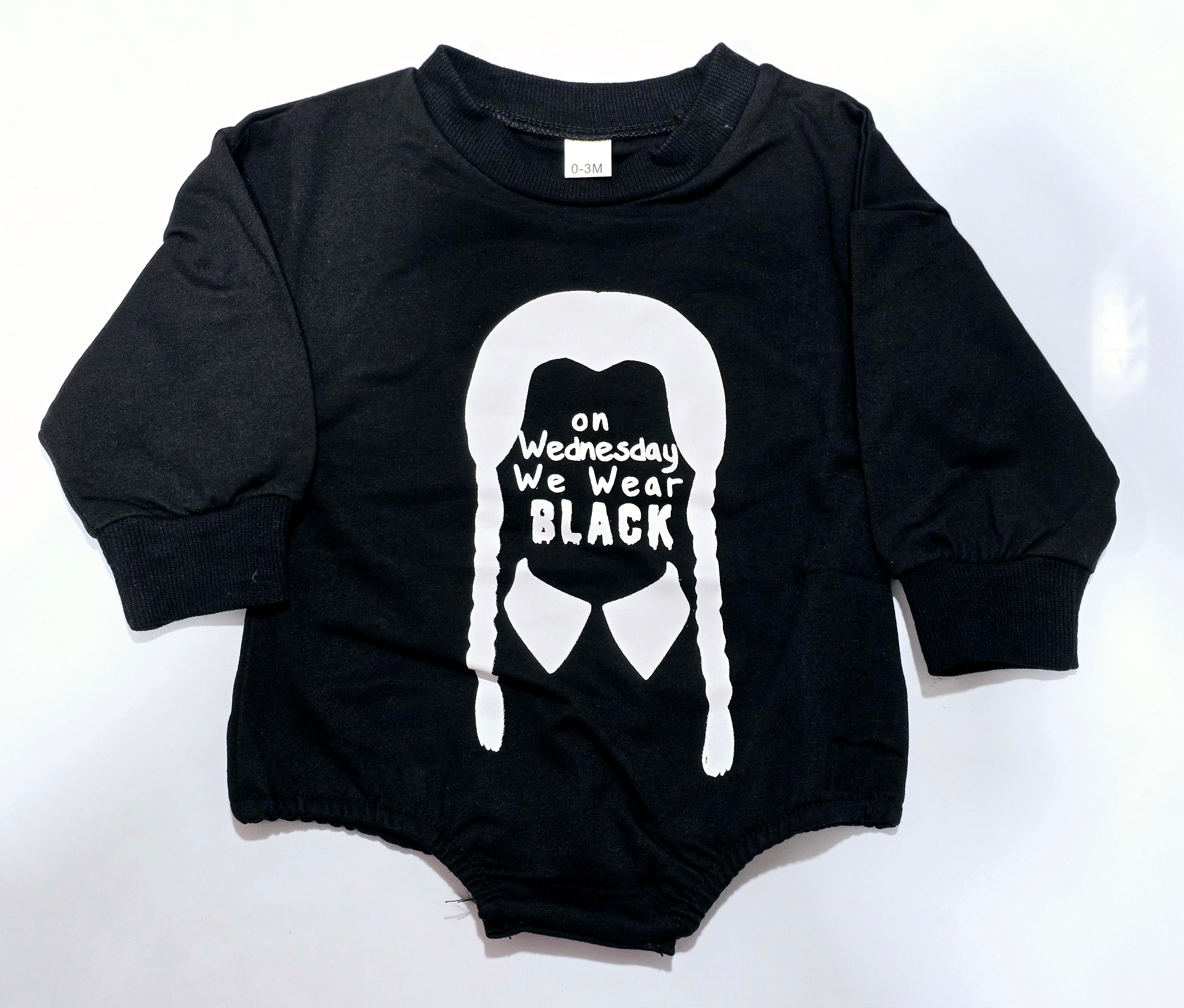 Girl - Halloween Romper Clothing CVA Products Wednesday We Wear Black 12-18M