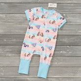 Boy Farm Print Romper (Short) Clothing CVA Products Puppy Blossoms 0-3M