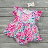 GIRL - Flower Print Summer Romper Clothing CVA Products Blushing Peonies 0-3M