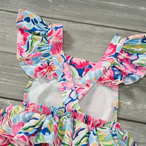GIRL - Flower Print Summer Romper Clothing CVA Products