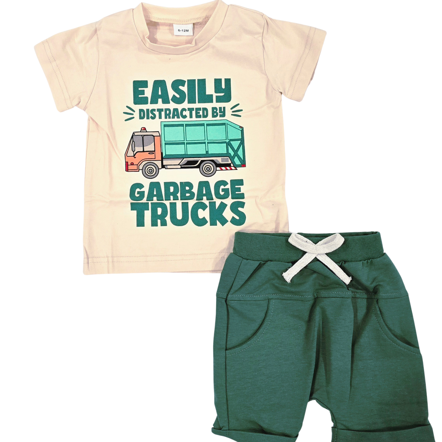 Boy - Short Set Clothing CVA Products Garbage Trucks 6-12 M