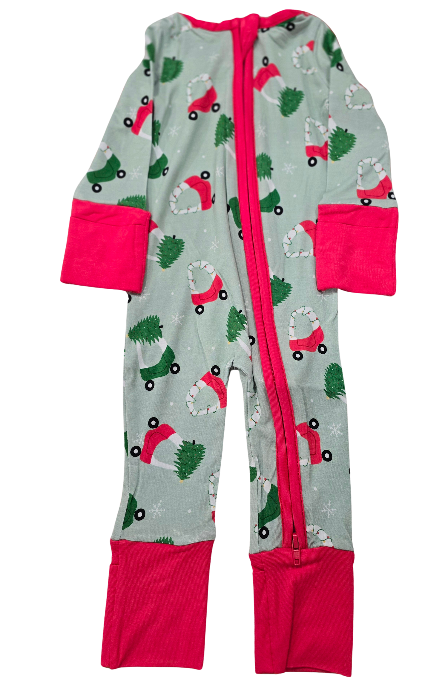 Bamboo Styles - Long Sleeve Zippy Romper Clothing CVA Products Christmas Car Long Sleeve Zippy 0-3M