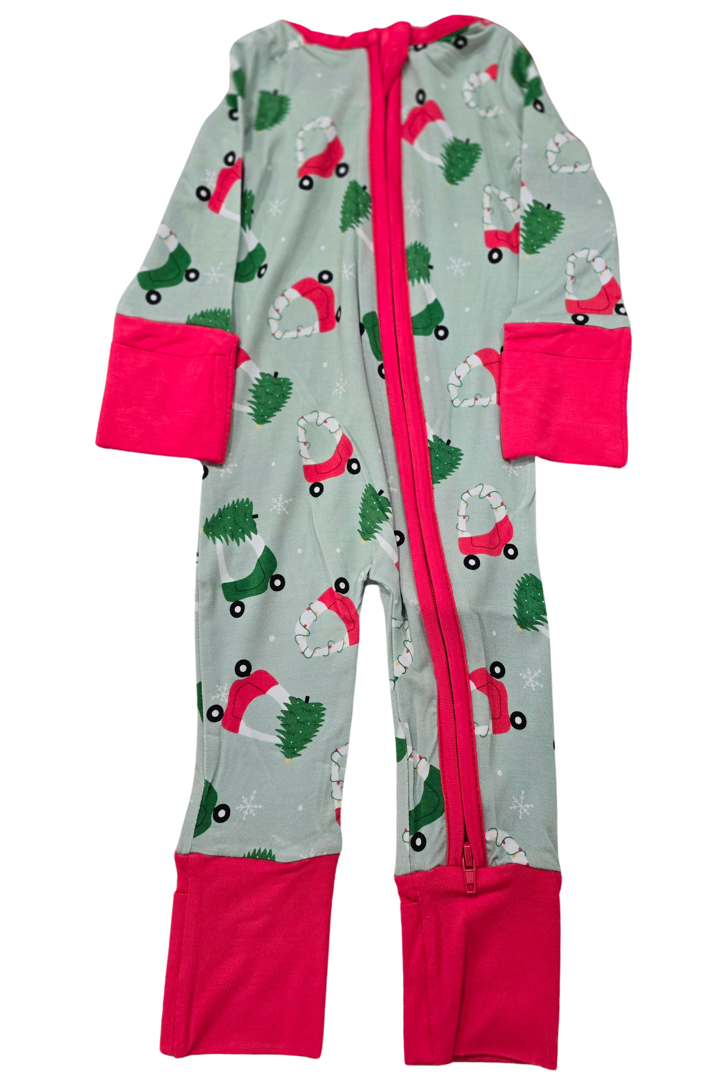 Bamboo Styles - Long Sleeve Zippy Romper Clothing CVA Products Christmas Car Long Sleeve Zippy 0-3M
