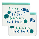 Ziparoos Reusable 2-piece XL Sandwich Bag Set "Love You to the Beach" For the Home Ziparoos Reusable Storage Bags - Lunch & Freezer
