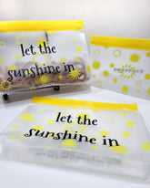 Ziparoos Reusable 3-Piece STAND UP Bag Set - 2 Large and 1 Medium - Sunshine Collection For the Home Ziparoos Reusable Storage Bags - Lunch & Freezer