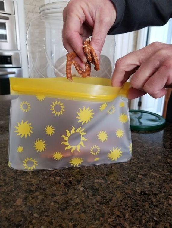 Ziparoos Reusable 3-Piece STAND UP Bag Set - 2 Large and 1 Medium - Sunshine Collection For the Home Ziparoos Reusable Storage Bags - Lunch & Freezer