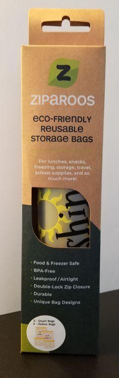 Ziparoos Reusable 3-Piece STAND UP Bag Set - 2 Large and 1 Medium - Sunshine Collection For the Home Ziparoos Reusable Storage Bags - Lunch & Freezer