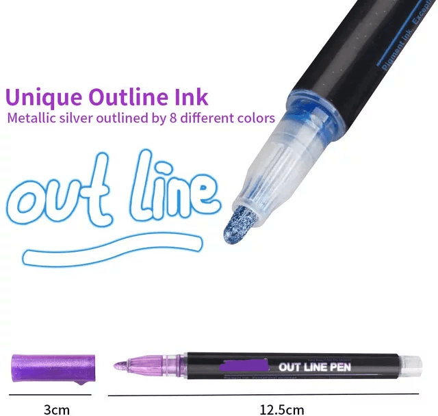 Wholesale Metallic Glitter Outline Outline Marker Pens 8/12/For