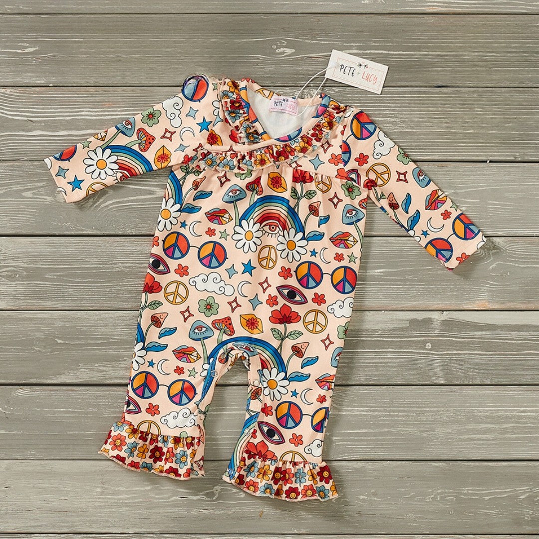 Girl - Long Sleeve Infant Romper Clothing CVA Products Flower Child 0-3M