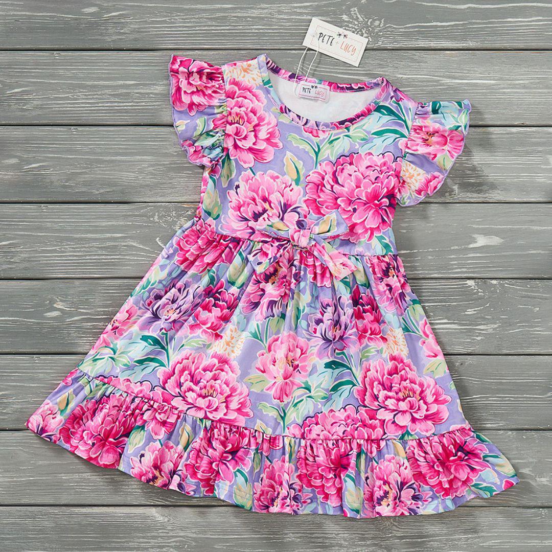 Girl Flower Prints Summer Dresses Clothing CVA Products Blushing Peonies 0-6 M