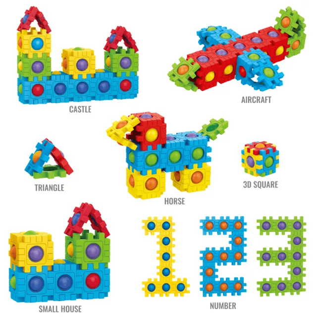 2 In1 Blocks Puzzle Toy + Fidget Bubbles - CVA Products