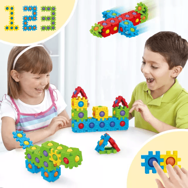 2 In1 Blocks Puzzle Toy + Fidget Bubbles Toys CVA Products