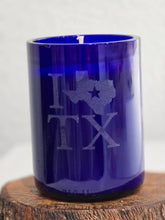 Cargar imagen en el visor de la galería, Natural Soy Candle in 10 oz.  Blue Glass Vessel
