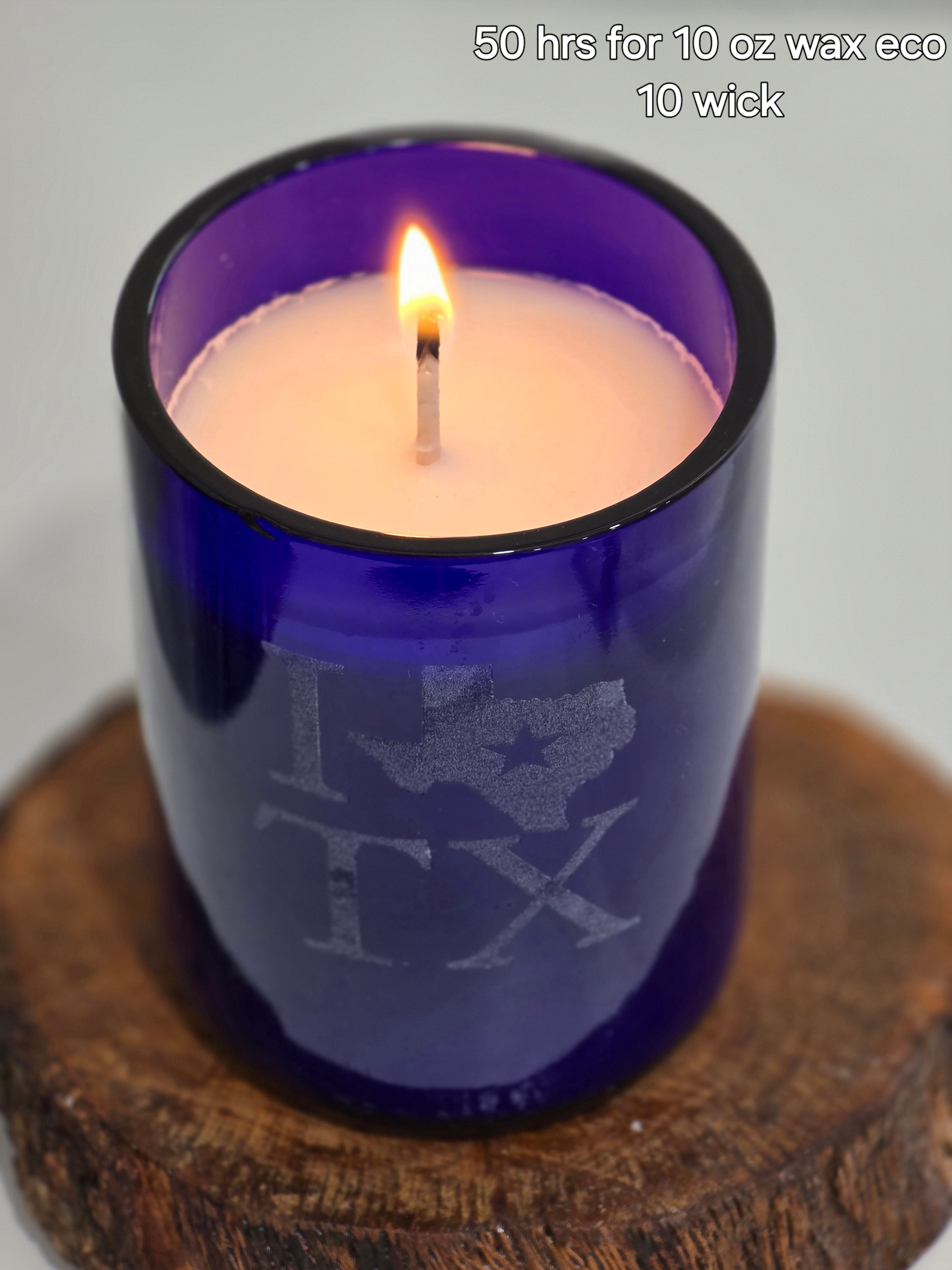 Natural Soy Candle in 12 oz.  Blue Glass Vessel