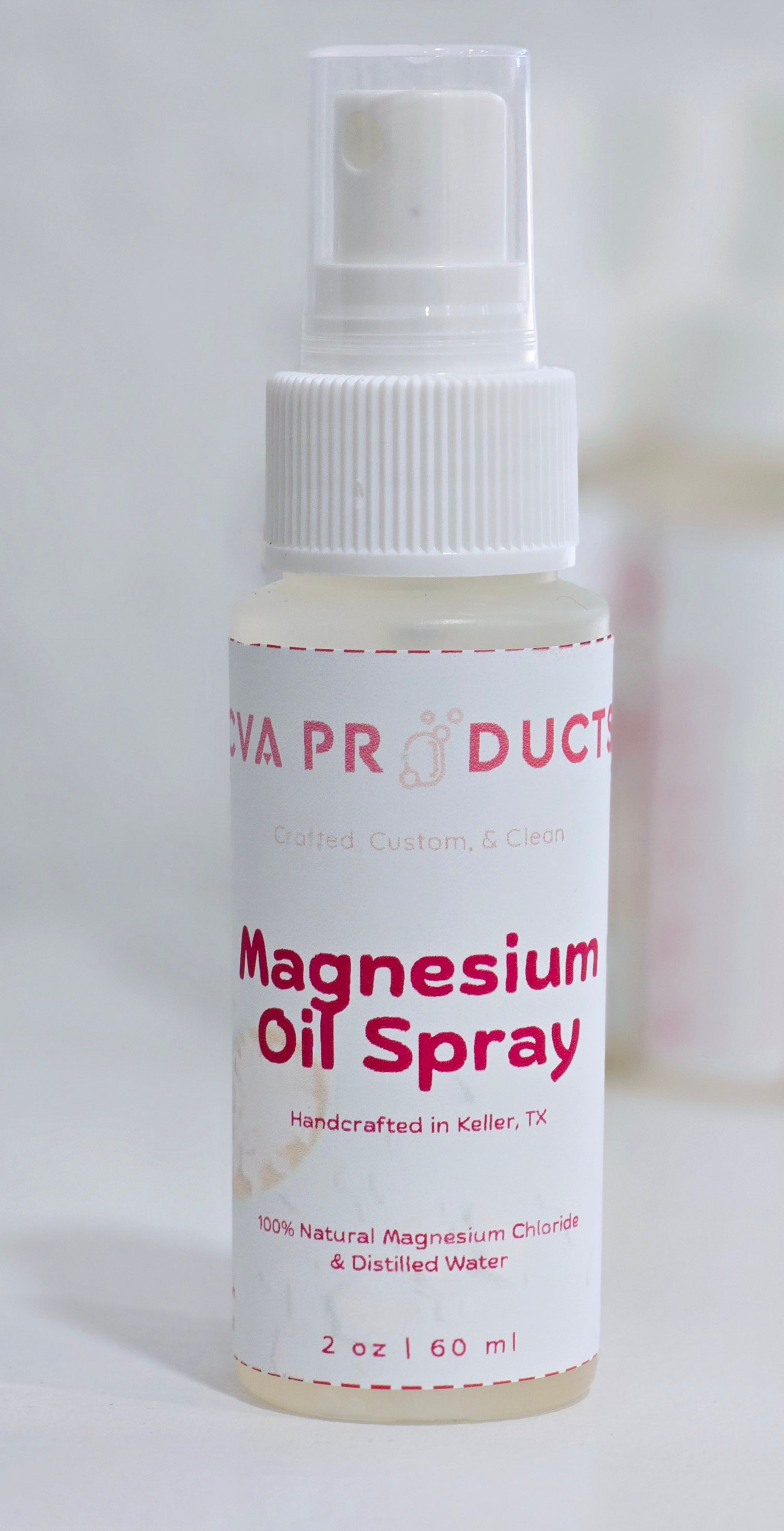 Magnesium Oil Spray Skin Care CVA Products 2 oz unscented bottle