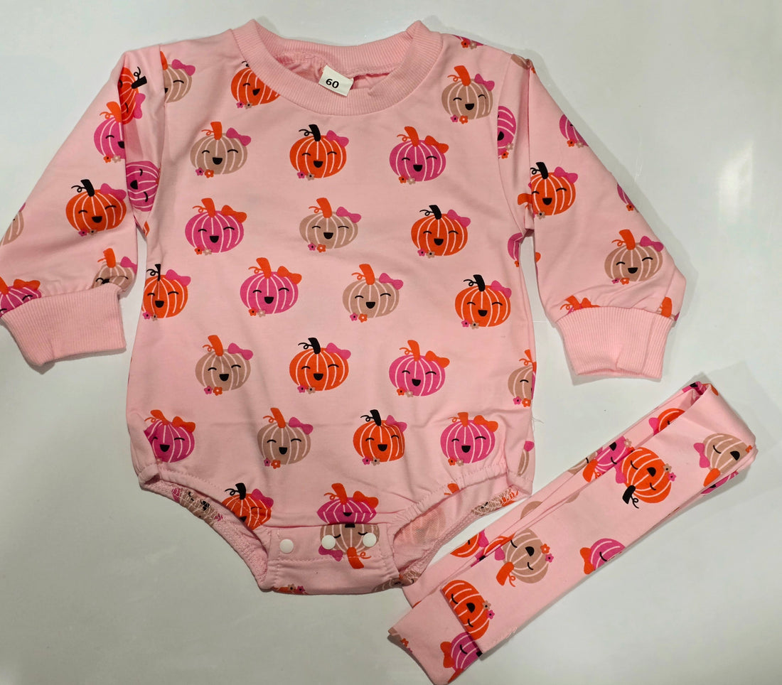 Girl - Halloween Romper Clothing CVA Products Pink Pumpkin 12-18M