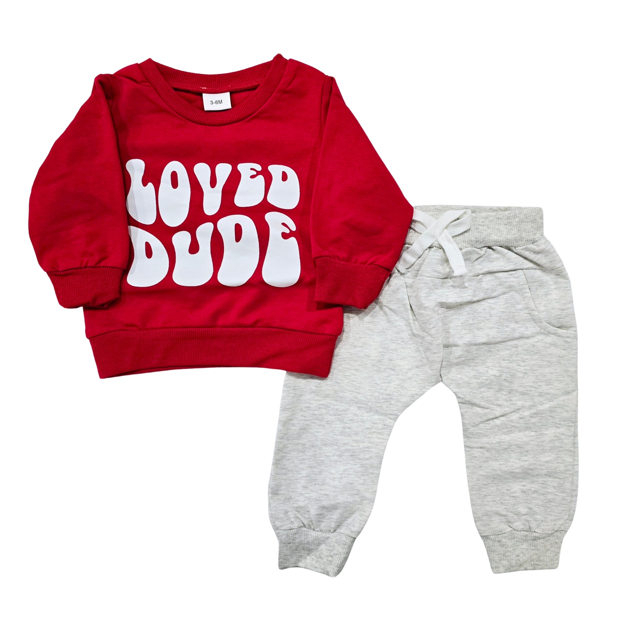 Boys - Valentine Joggers Set Clothing CVA Products Loved Dude Joggers Set 3/6M