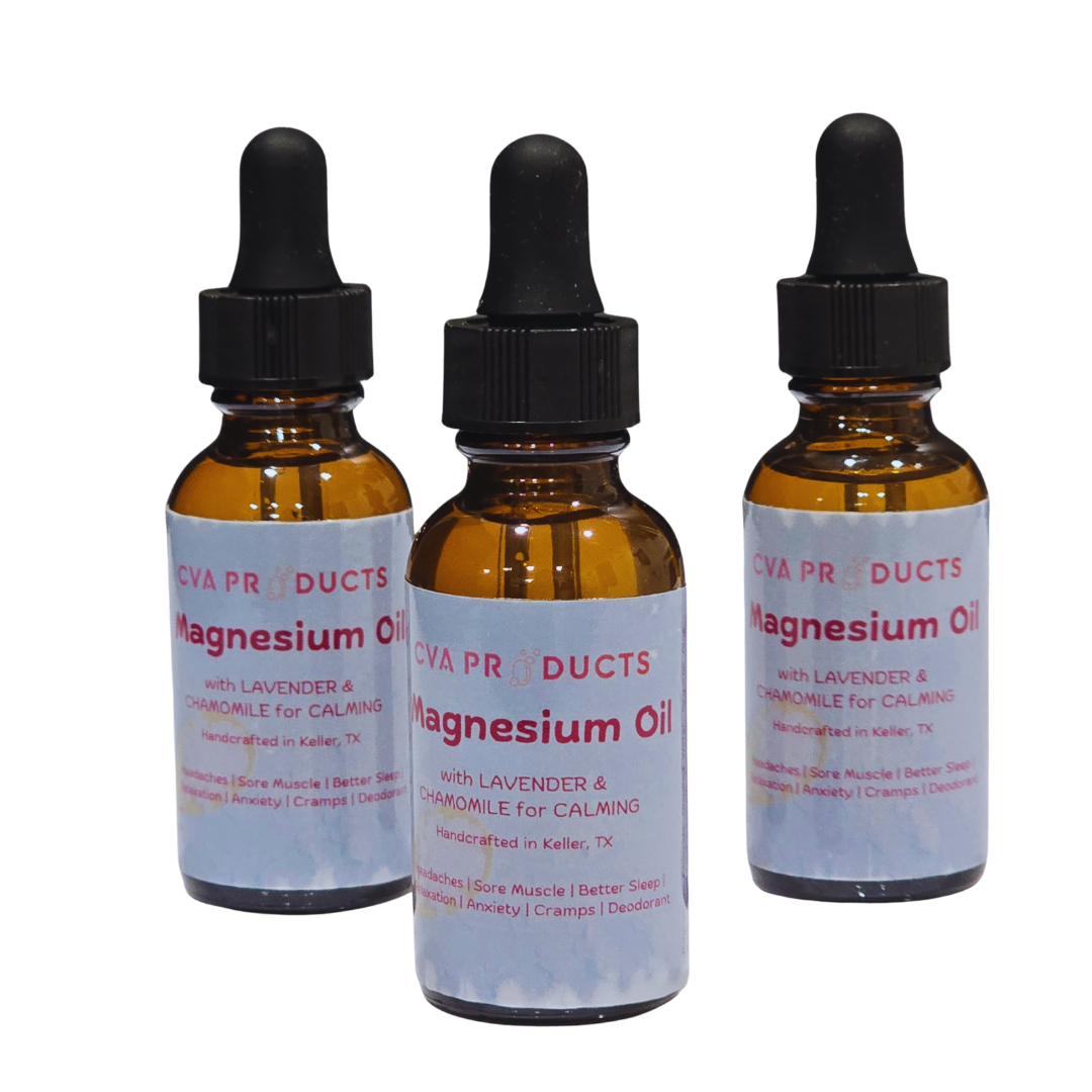 Magnesium Oil Skin Care CVA Products 1 oz glass dropper with lavender &amp; chamomile