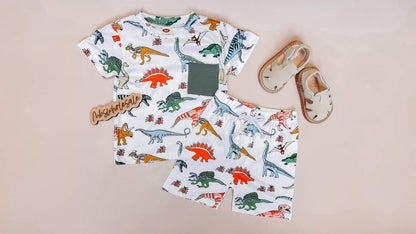 Toddlers - Boys Loungewear Summer Set Clothing CVA Products Dino Tee Set 6-12 M