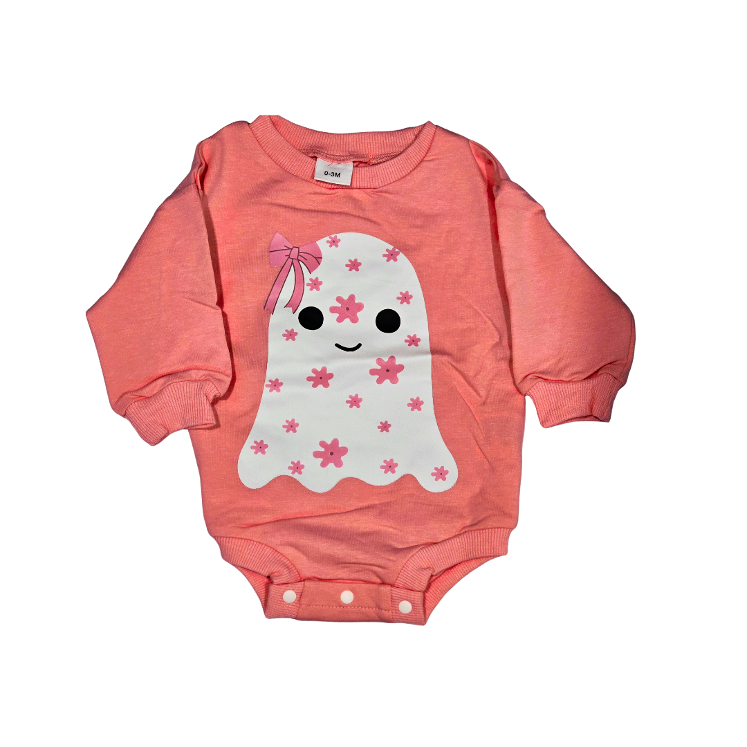 Girl - Halloween Romper Clothing CVA Products Pink Ghost 12-18M