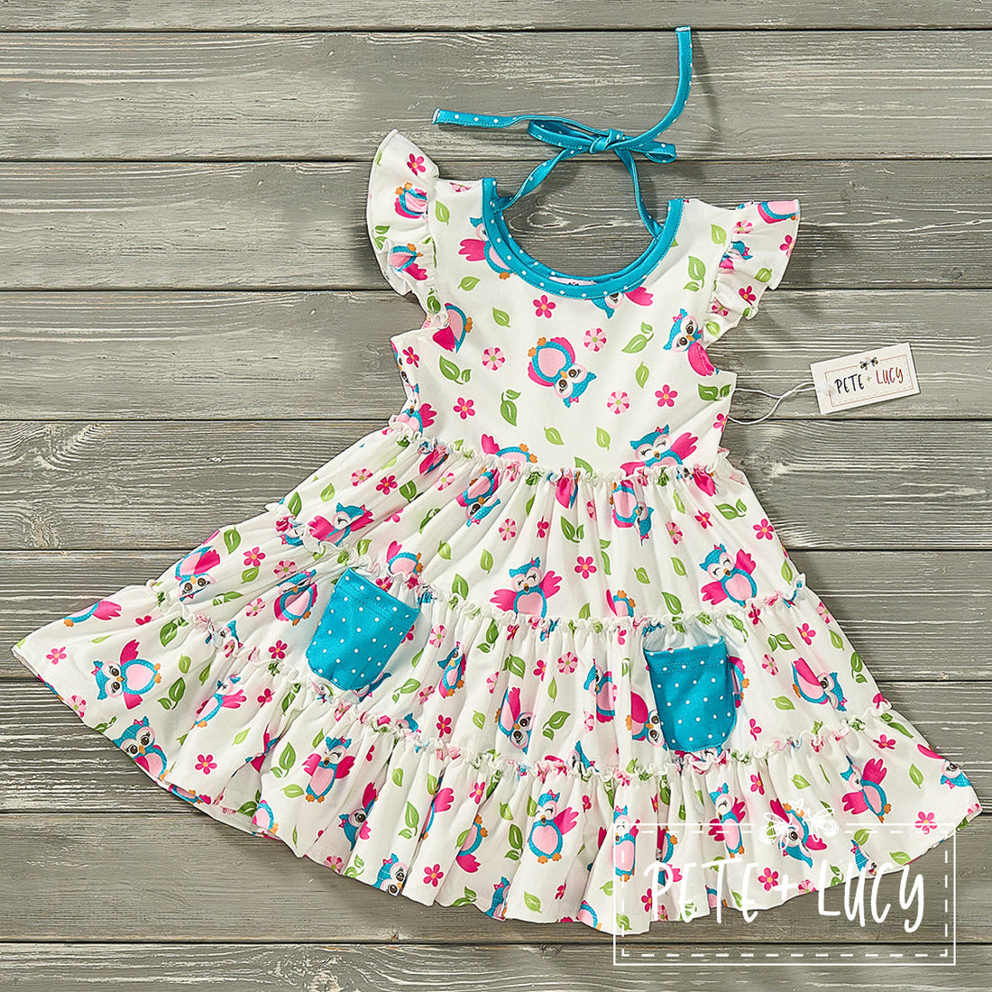 Girl Animal Prints Summer Dresses Clothing CVA Products Happy Owl 0-6 M