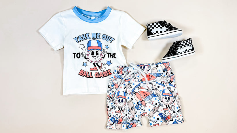 Toddlers - Boys Loungewear Summer Set Clothing CVA Products Ball Game Tee Set 6-12 M