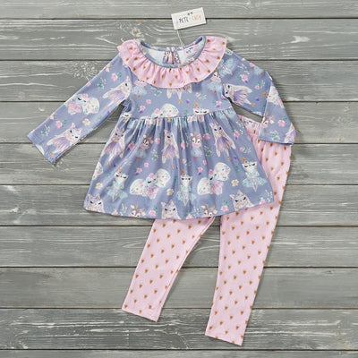 GIRLS - 2 PC Long Sleeve Set Clothing CVA Products 0-6 M Sleepy Friends