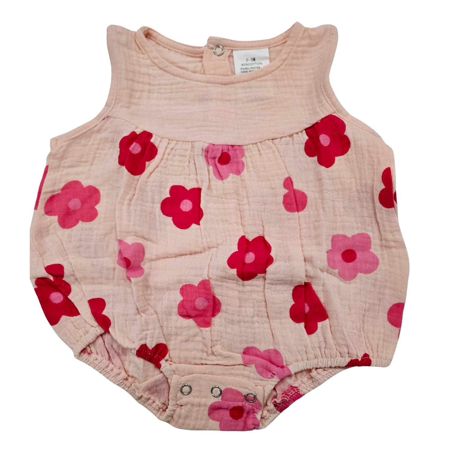 GIRL - Flower Print Summer Romper Clothing CVA Products Daisy Linen - Pink 12-18M