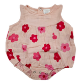 GIRL - Flower Print Summer Romper Clothing CVA Products Daisy Linen - Pink 12-18M