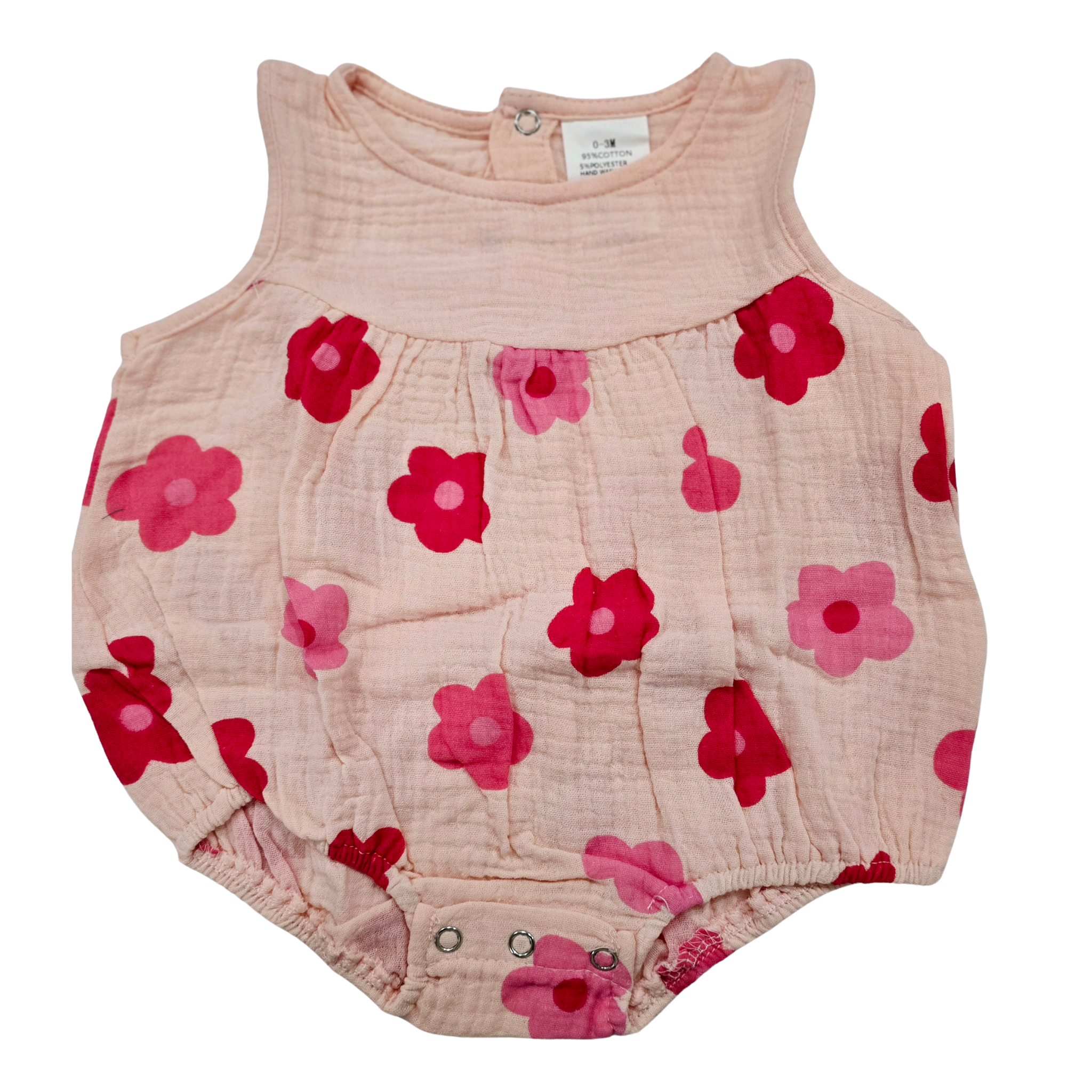 GIRL - Flower Print Summer Romper Clothing CVA Products Daisy Linen - Pink 12-18M