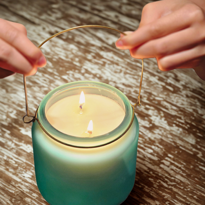 Natural Soy Candle in 12 oz. Blue Glass Vessel Candles CVA Products 15 oz glass