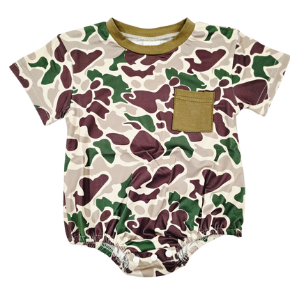 Boy Everyday Romper (Short) Clothing CVA Products Green Camo Bubble 3-6M