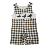 Boy Farm Print Romper (Short) Clothing CVA Products Gingham Duck Jumpsuit 0-3M