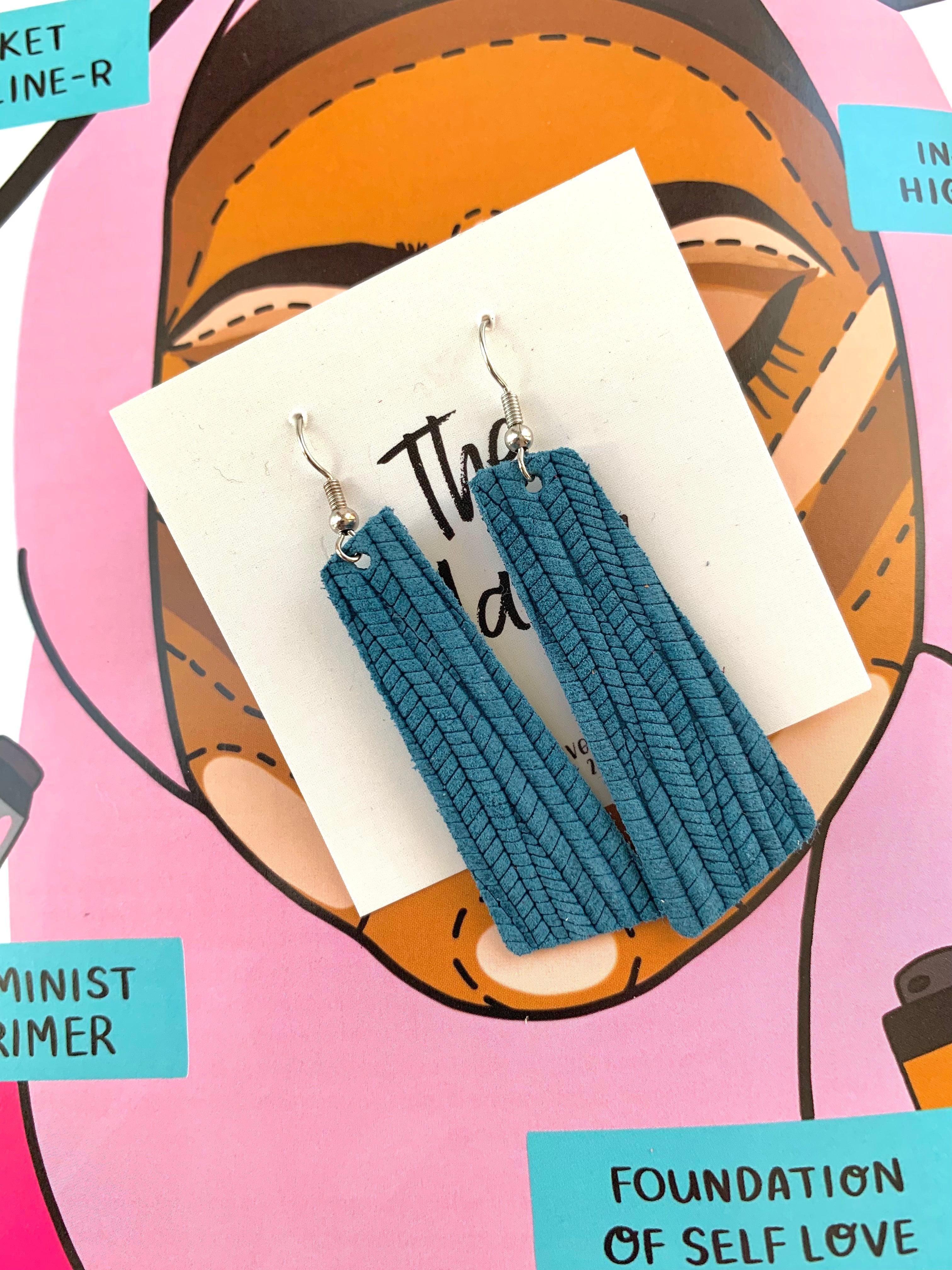 All Things Fall Leather Earrings Jewelry Avenue261 The Malala: Dark Teal Leather Earrings