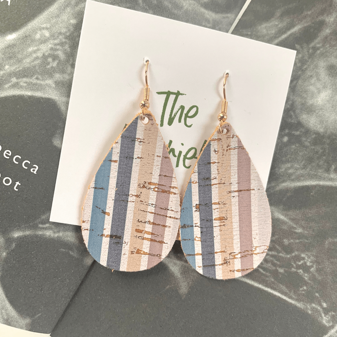 All Things Fall Leather Earrings Jewelry Avenue261 The Henrietta: Autumn Stripe Leather Earrings