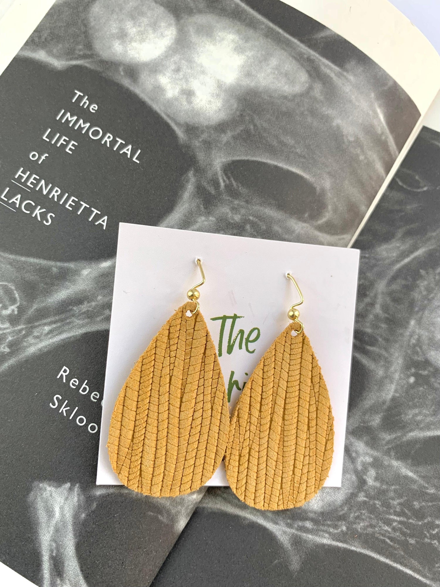 All Things Fall Leather Earrings Jewelry Avenue261 The Henrietta: Mustard Palm Leather Earrings