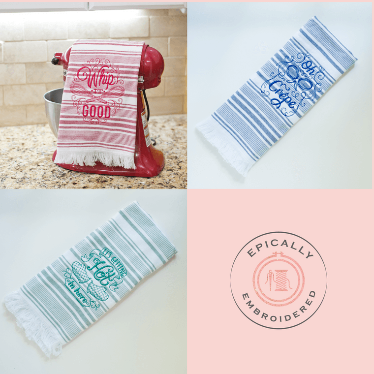 Embroidered Farmhouse Style Dish Towels, Hostess Gifts, Baking Gifts, Kitchen Gifts For the Home Epically Embroidered