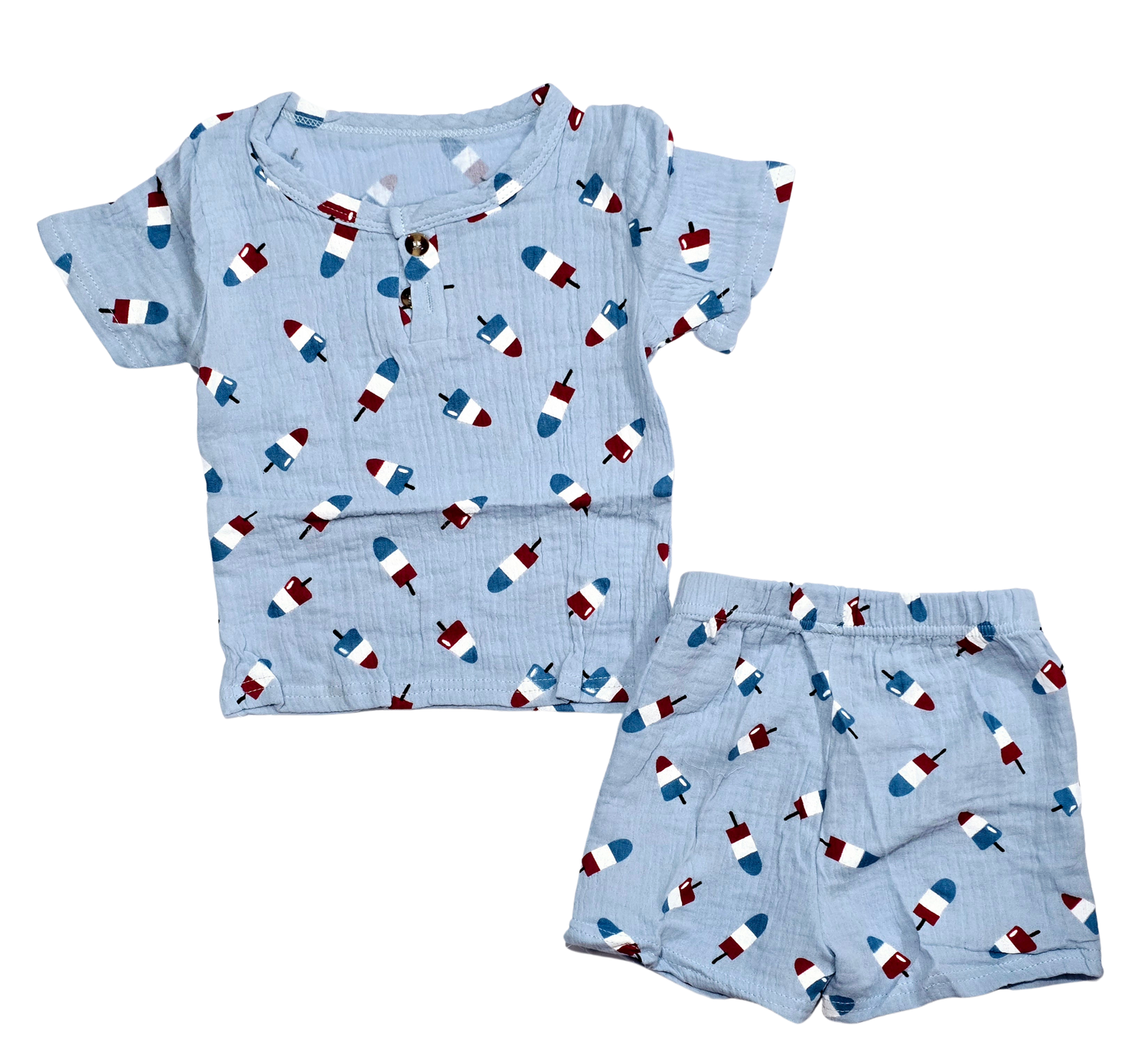 Boys - Stars Spangled Outfits Clothing CVA Products Linen Popsicle - 2PC Set 12-18M