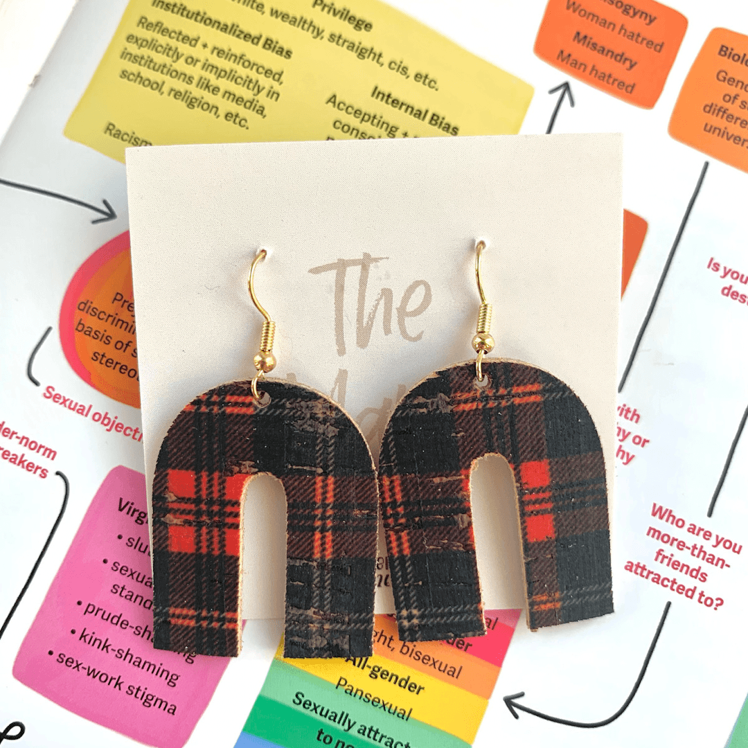 Holiday All Day Leather Earrings Jewelry Avenue261 The Mary: Plaid Leather Earrings