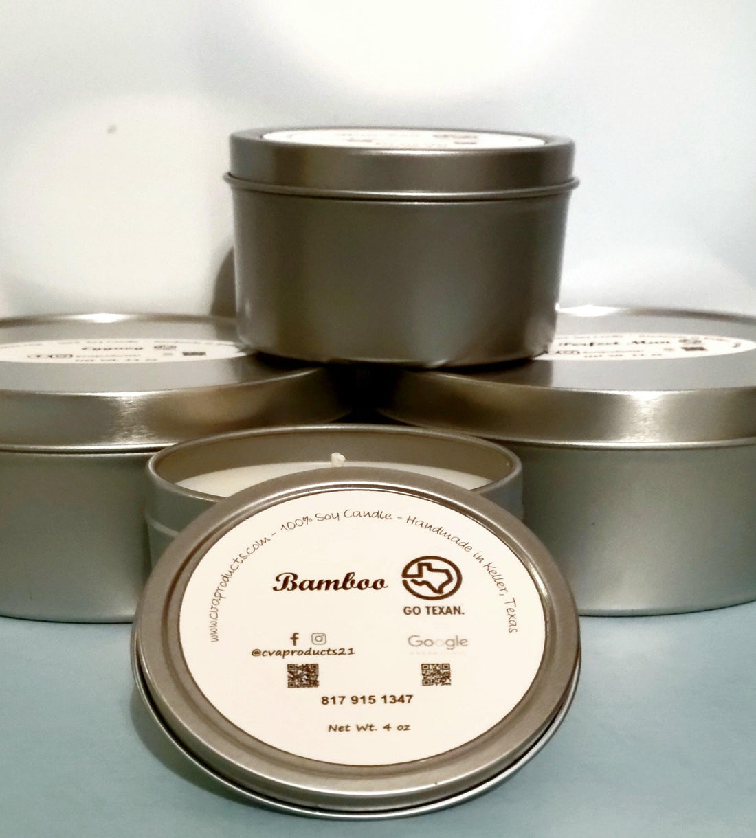 Natural Soy Candles 4 Oz Candles CVA Products Bamboo