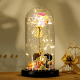 Valentines Day Gift LED Light String Colorful Gold Foil Rose Flowers Enchanted Rainbow in Glass Dome For the Home CVA Products 2