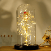 Valentines Day Gift LED Light String Colorful Gold Foil Rose Flowers Enchanted Rainbow in Glass Dome For the Home CVA Products 3