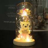 Valentines Day Gift LED Light String Colorful Gold Foil Rose Flowers Enchanted Rainbow in Glass Dome For the Home CVA Products 6