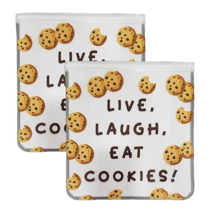 Ziparoos Reusable 2-Piece Gallon Storage/Freezer Bag Set - Eat Cookies Collection For the Home Ziparoos Reusable Storage Bags - Lunch & Freezer